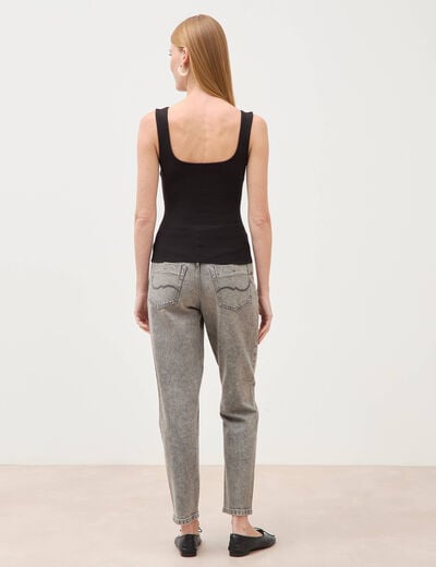 D&eacute;bardeur ajust&eacute; col carr&eacute; noir femme