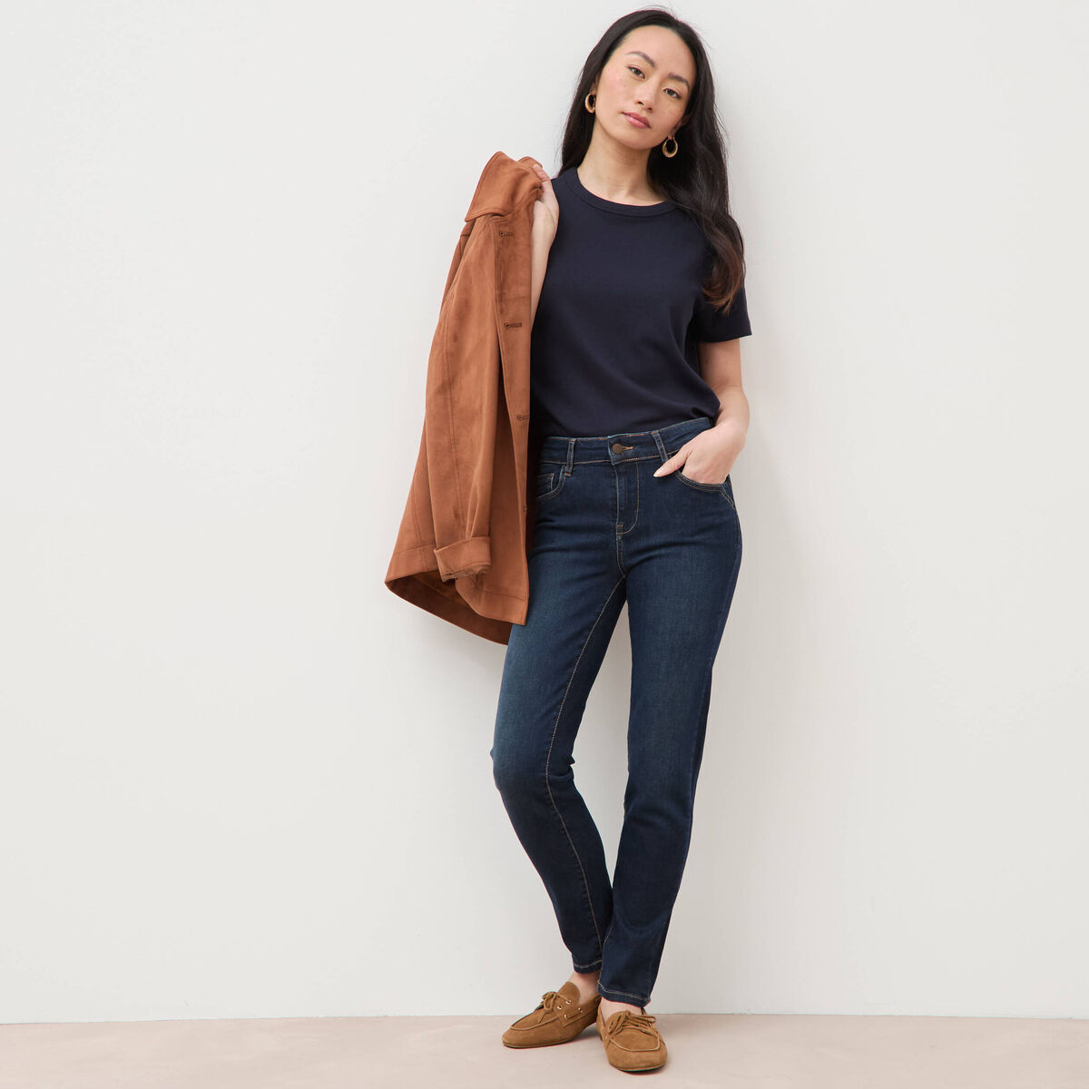 Jeans slim 7/8&egrave;me denim brut femme