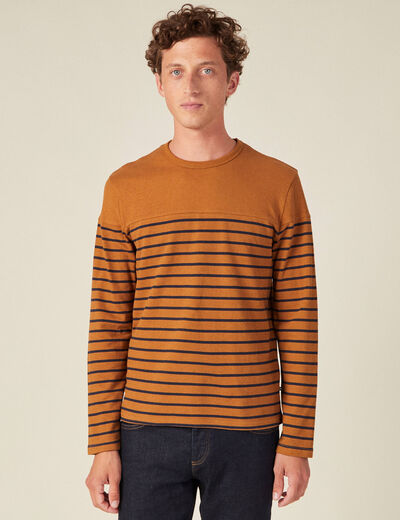 T-shirt manches longues marron homme