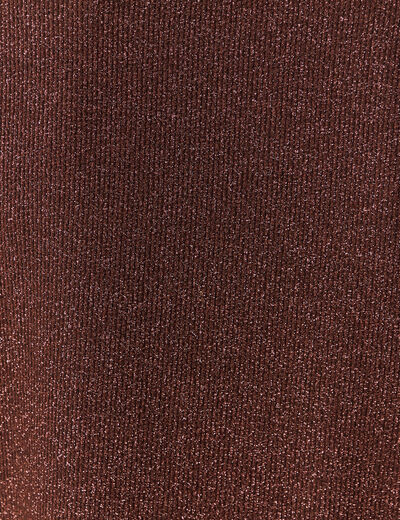 T-shirt manches courtes brillant marron femme