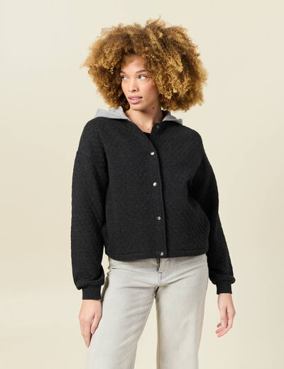 Gilet à capuche noir femme