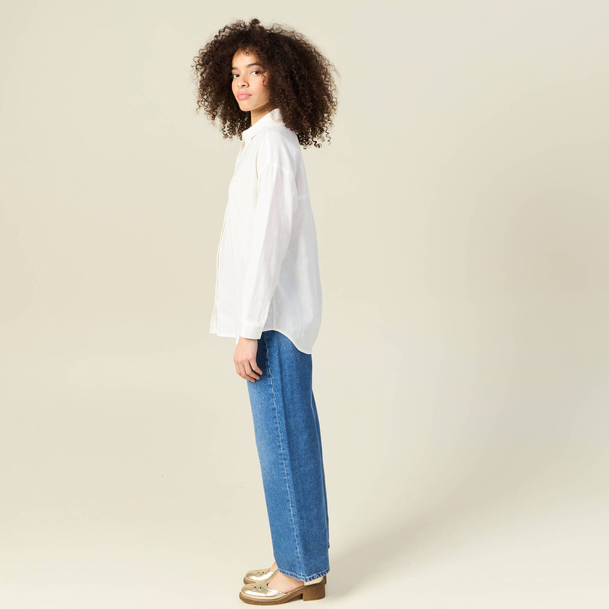 Chemise manches longues ecru femme