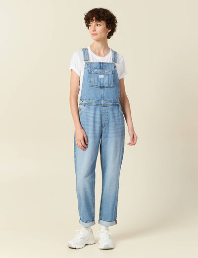 Salopette en jean denim stone femme
