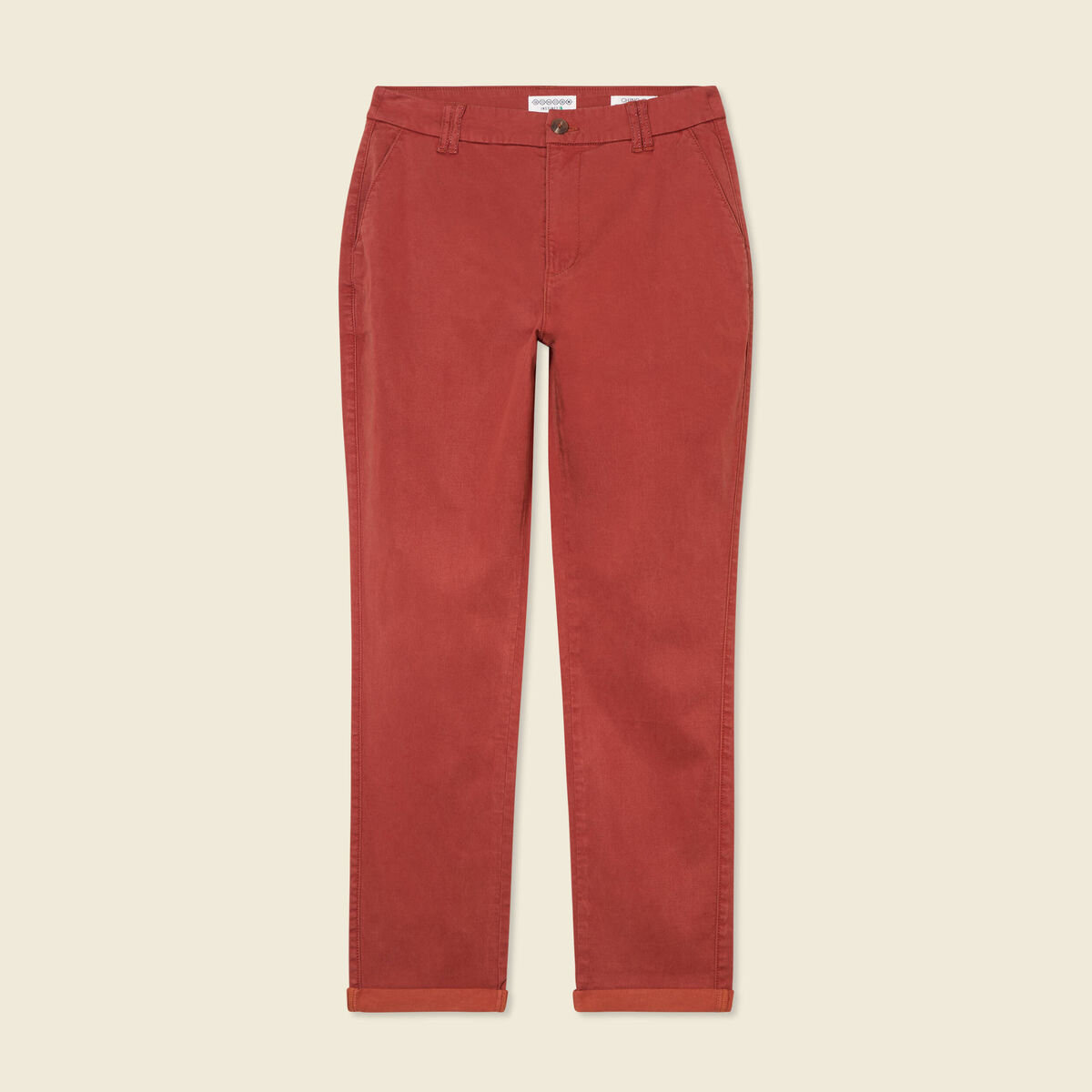 Pantalon chino cigarette rouge foncé femme