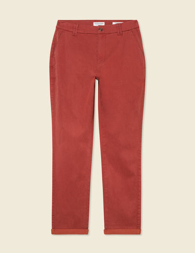 Pantalon chino cigarette rouge foncé femme