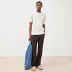 Pantalon coupe straight marron fonc&eacute; homme