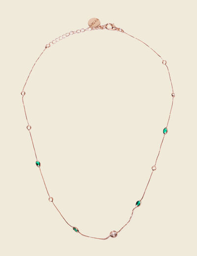 Collier avec perles vert olive femme