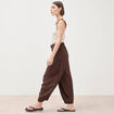 Pantalon loose taille standard marron fonc&eacute; femme