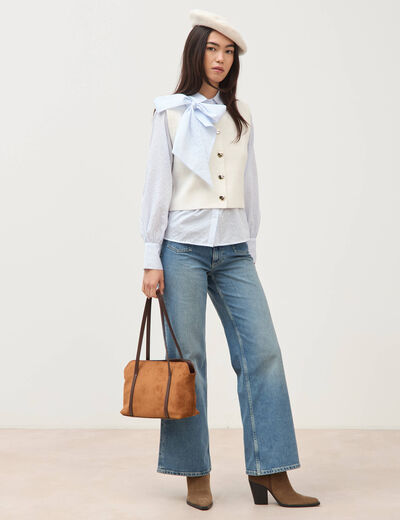 Jeans bootcut taille haute denim used femme