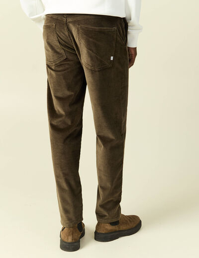 Pantalon droit en velours longueur 32 taupe homme