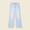 Jeans large taille haute denim bleach femme