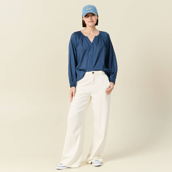 Blouse manches longues bleu foncé femme