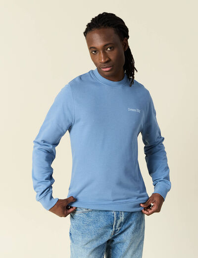 Sweat manches longues bleu gris homme