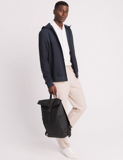 Sweat zippé à capuche bleu marine homme