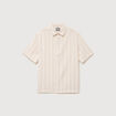 Chemise ray&eacute;e manches courtes ecru homme