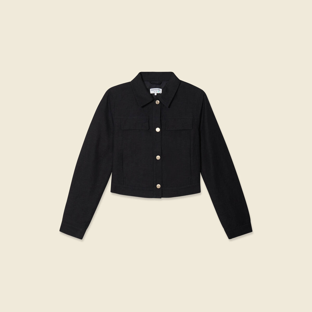 Veste courte boutonn&eacute;e noir femme