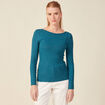 T-shirt manches longues brillant bleu canard femme