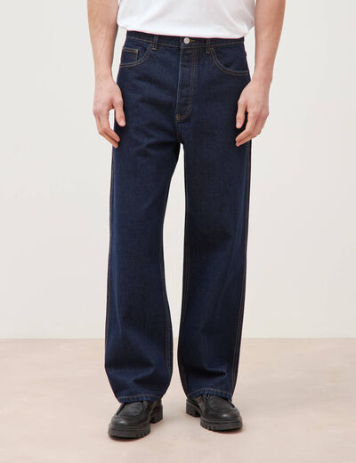 Jeans large 5 poches longueur 32 denim brut clean homme