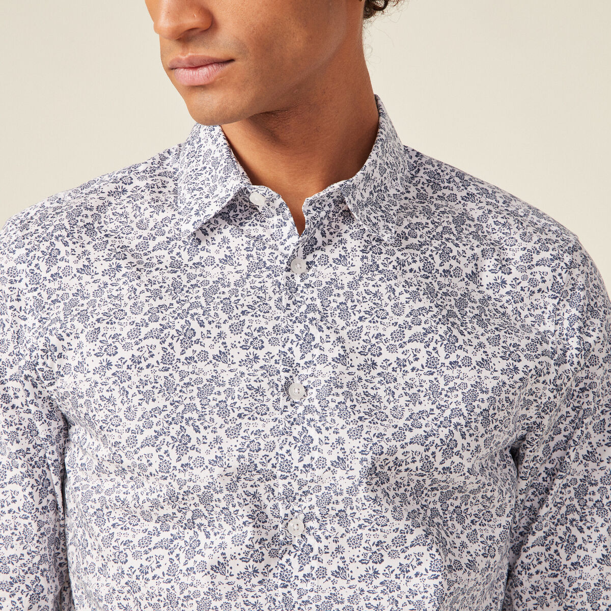 Chemise en coton manches longues blanc homme