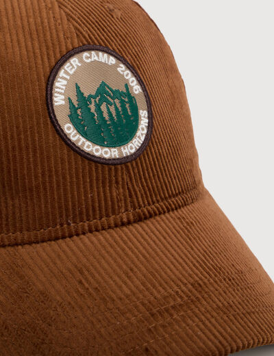 Casquette en velours de coton marron fonc&eacute; homme