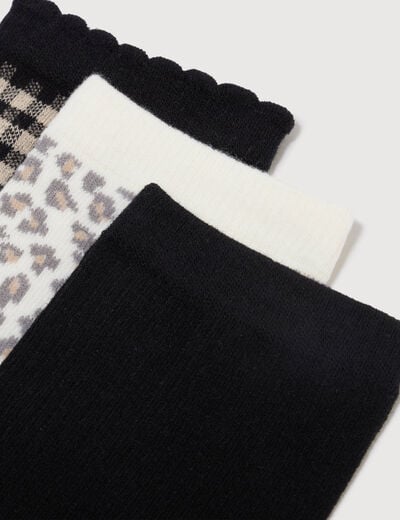 Lot de 3 paires chaussettes hautes noir femme