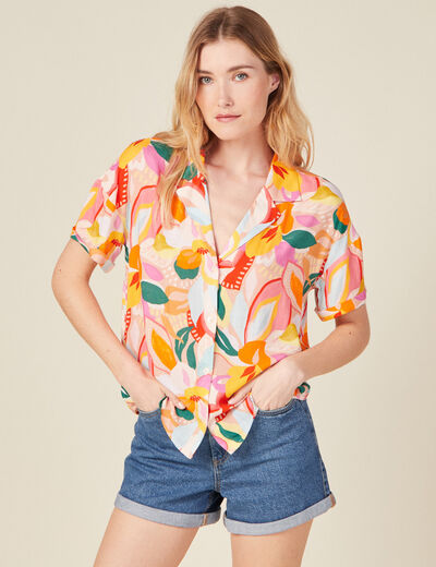 Chemise manches courtes multicolore femme