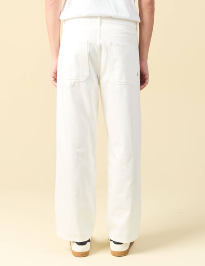Jeans loose longueur 32 en coton denim blanc homme