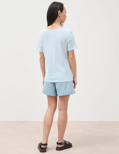 T-shirt manches courtes bleu ciel femme