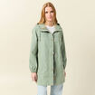 Parka longue à capuche vert kaki femme