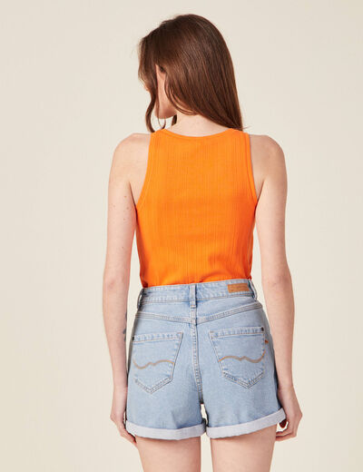 Débardeur bretelles larges orange femme
