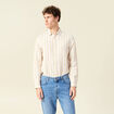 Col ray&eacute; manches longues col classique sable homme