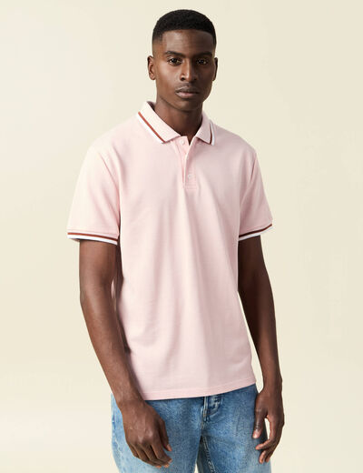 Polo manches courtes rose pastel homme