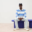 Polo manches longues broderie bleu violet homme