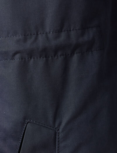 Parka longue à capuche bleu foncé femme