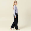 Gilet manches longues col rond bleu marine femme