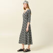 Robe midi droite manches 3/4 creme femme