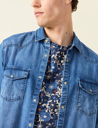 Chemise manches longues denim brut homme