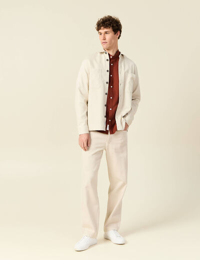 Chemise manches courtes marron cognac homme