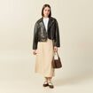 Jupe longue portefeuille beige femme