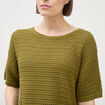 Pull col rond manches courtes vert kaki femme