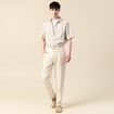 Chemise col classique manches courtes ecru homme