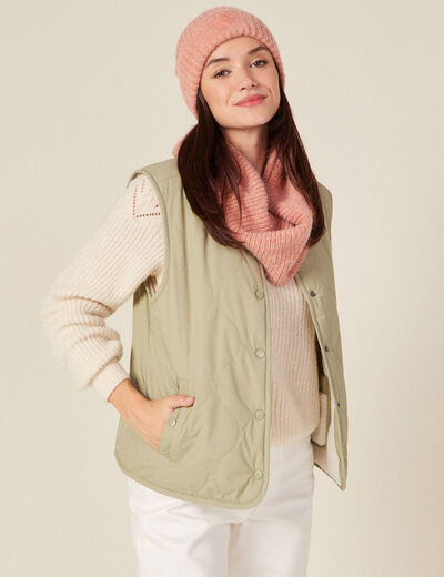 Blouson réversible boutonné vert kaki femme