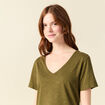 T-shirt manches courtes vert olive femme