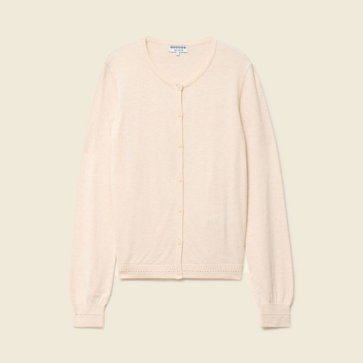 Gilet manches longues col rond creme femme