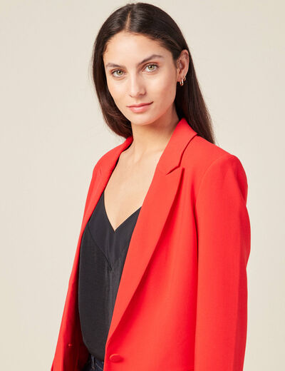 Veste esprit blazer cintrée rouge foncé femme