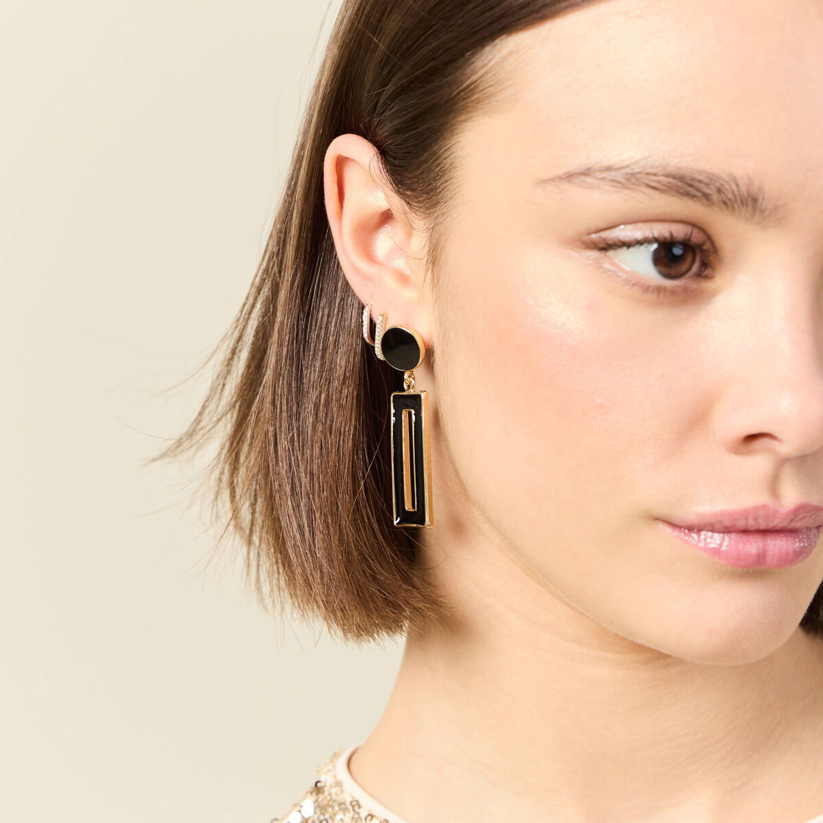 Boucles d'oreilles pendantes noir femme