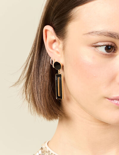 Boucles d'oreilles pendantes noir femme