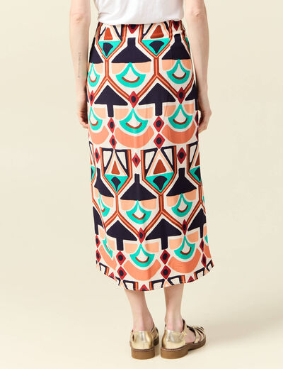 Jupe longue droite fendue orange femme