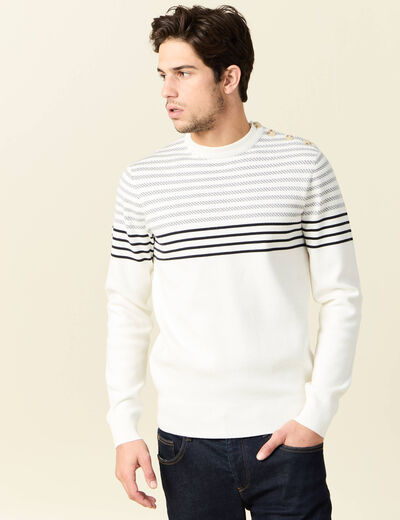 Pull manches longues ecru homme