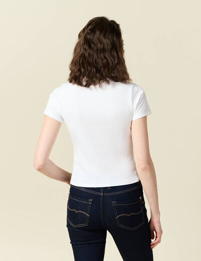 Polo manches courtes blanc femme
